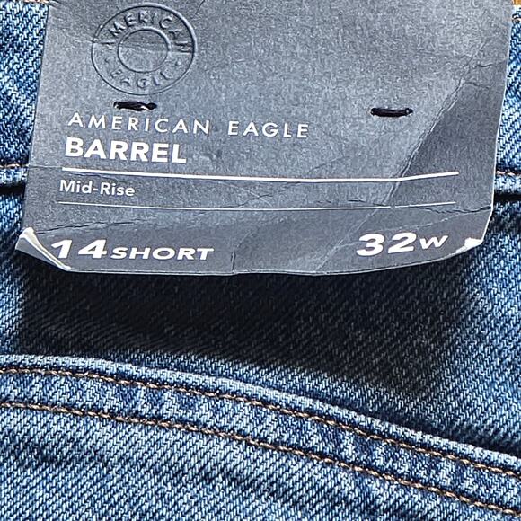 NWT, New American Eagle Women's Barrel Mid Rise Jeans, Size 14 (Short 26) - Picture 9 of 11